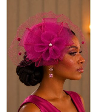 Rose Romance Fascinator - Fuchsia