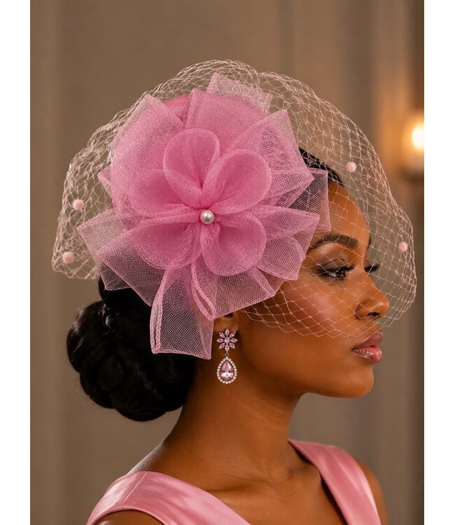 Rose Romance Fascinator - Pink