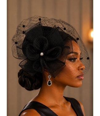 Rose Romance Fascinator - Black