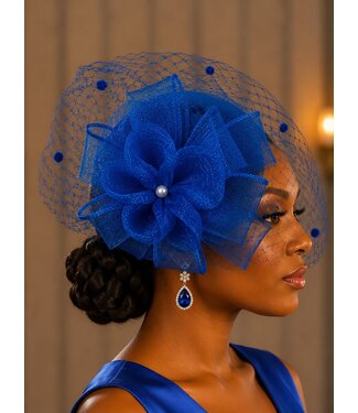 Rose Romance Fascinator - Royal Blue