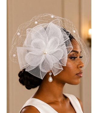 Rose Romance Fascinator - White