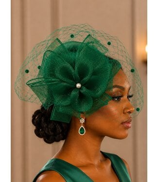 Rose Romance Fascinator - Green