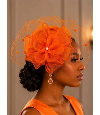Rose Romance Fascinator - Orange