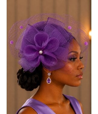 Rose Romance Fascinator - Purple