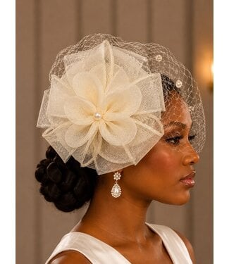 Rose Romance Fascinator - Ivory