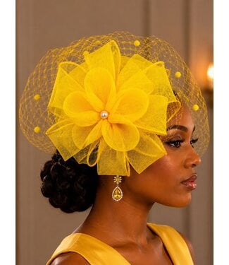 Rose Romance Fascinator - Yellow