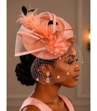 High Society Fascinator - Peach