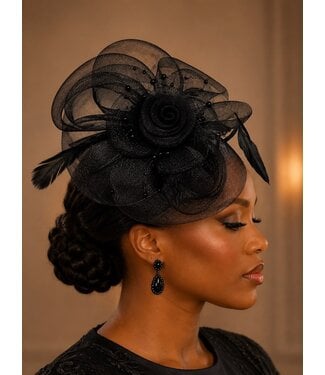 Floral Fantasy Fascinator - Black