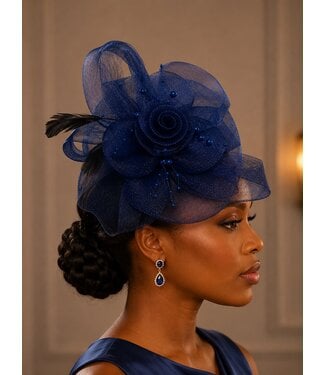 Floral Fantasy Fascinator - Navy