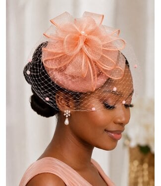 Rose Romance Fascinator - Peach