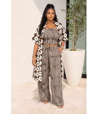 Beach Side 3pc Pants Set - Brown