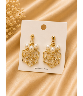Enchanted Rose Earrings - Gold