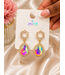 MIND GAMES RHINESTONE EARRINGS -  GOLD IRIDESCENT