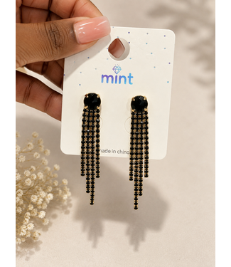 SIDE CHICKS RHINESTONE EARRINGS - BLACK