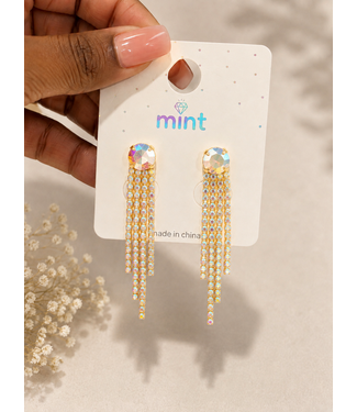 SIDE CHICKS RHINESTONE EARRINGS - GOLD IRIDESCENT