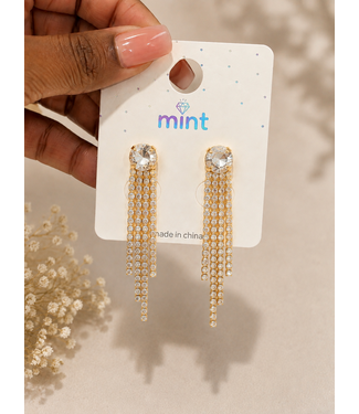 SIDE CHICKS RHINESTONE EARRINGS - GOLD