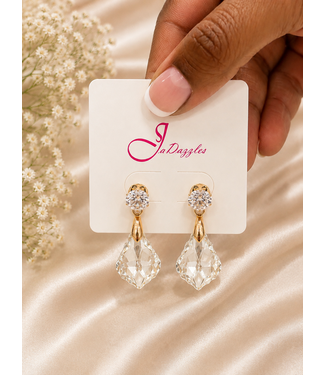 CLEAN N CLEAR RHINESTONE EARRINGS - GOLD