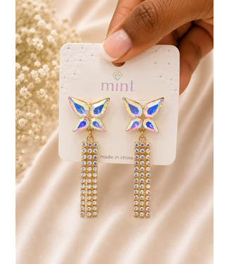WEDDING DAY RHINESTONE EARRINGS - GOLD IRIDESCENT