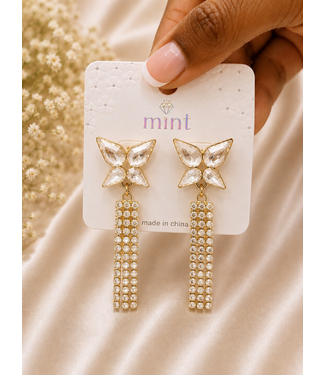 WEDDING DAY RHINESTONE EARRINGS - GOLD