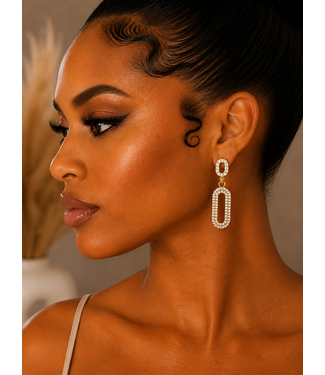 MOVE AWAY RHINESTONE EARRINGS - GOLD