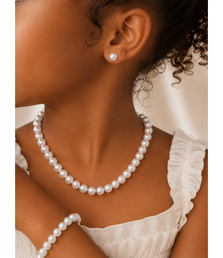 Raising Princesses Pearl Necklace & Bracelet Set - White
