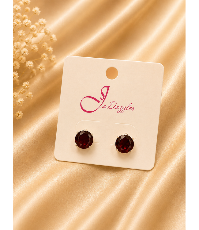 SO STUDDED CRYSTAL EARRINGS - RED