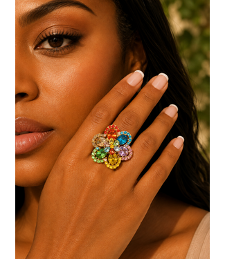 Worth It Rhinestone Ring - Multicolor