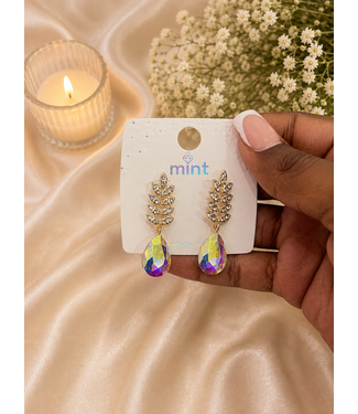 ALWAYS ON TIME RHINESTONE EARRINGS - GOLD IRIDESCENT