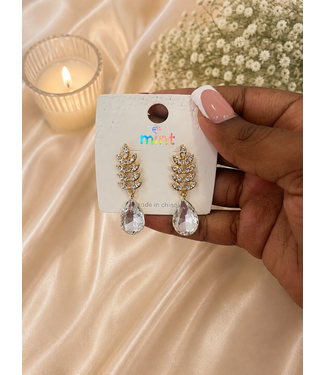 ALWAYS ON TIME RHINESTONE EARRINGS - GOLD