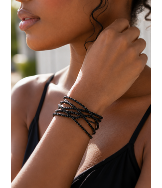Cross It Rhinestone Bracelet - Black