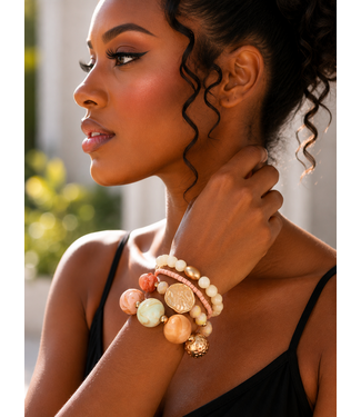 From The Vault 4PC Beaded Bracelet Set - Peach