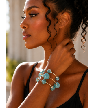 Limitless 3PC Beaded Bracelet Set - Aqua