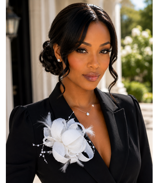 Signature Bloom Brooch & Hair Pin - White