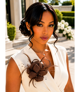 Signature Bloom Brooch & Hair Pin - Brown
