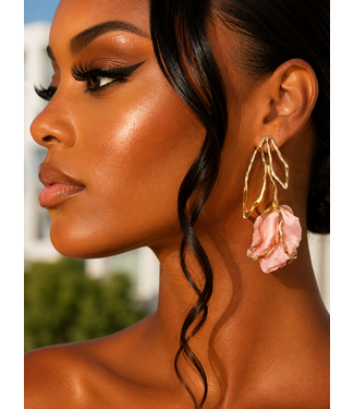 Rosé Romance Earrings - Peach