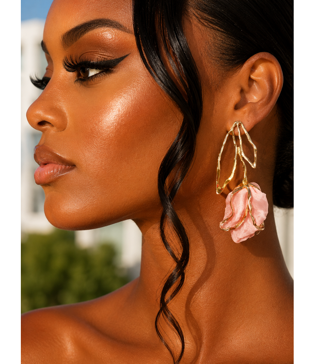 Rosé Romance Earrings - Peach