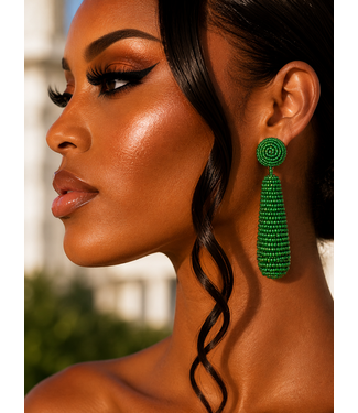 Ding Dong Beaded Earrings - Green