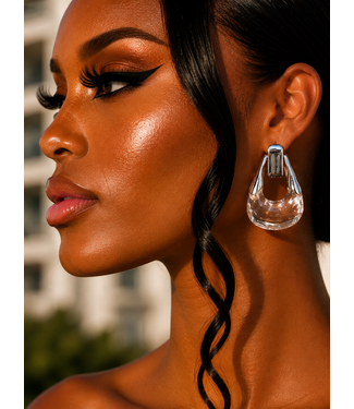 Here For Drama Earrings - Silver Clear