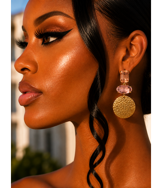 Molten Gold Earrings - Pink