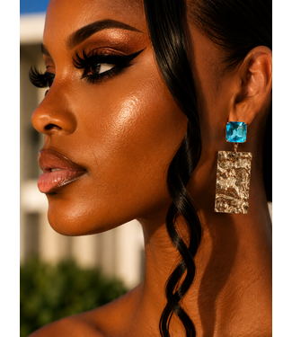 Crushed Metal Earrings - Blue