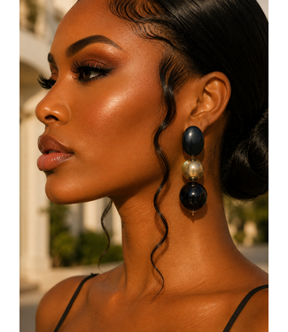 Beaded Charm Earrings - Black