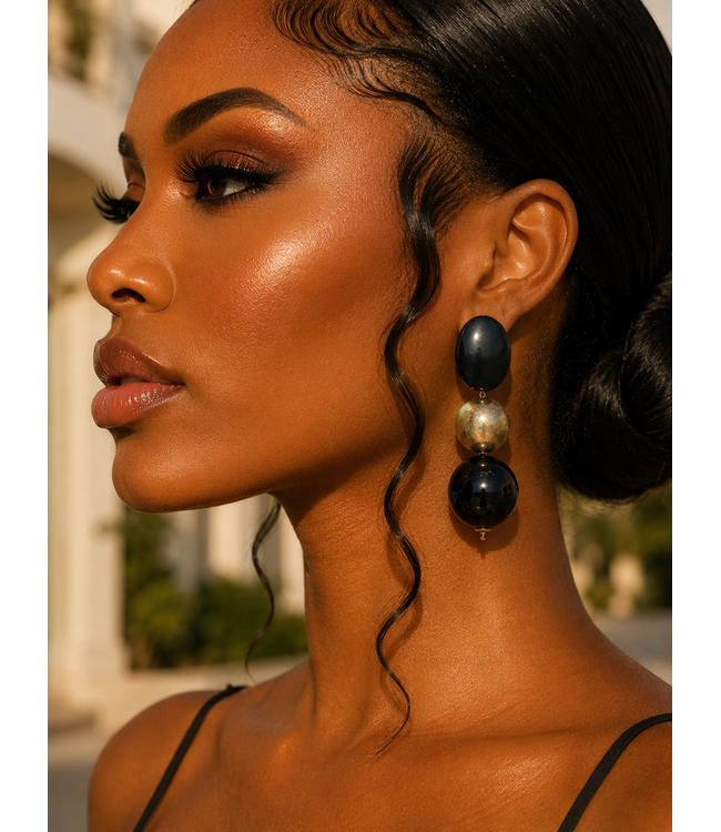 Beaded Charm Earrings - Black