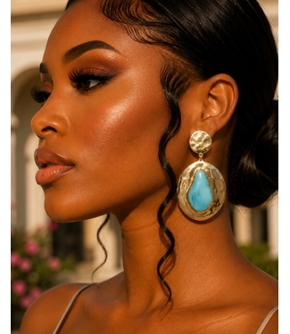 Monaco Gold Earrings - Blue