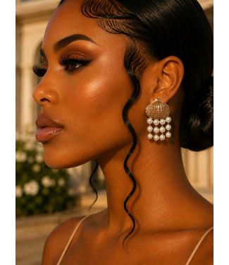 Island Beads Earrings - Gold Pearl