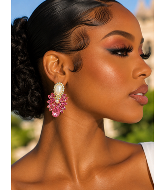 Spring Romance Jewel Earrings - Fuchsia