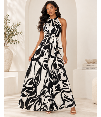 Botanical Breeze Maxi Dress  - Black