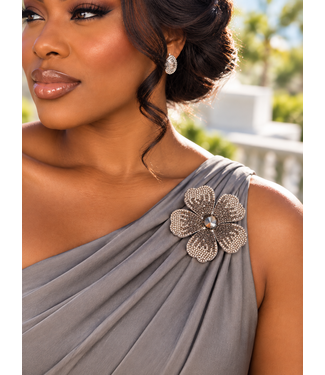 Bloom & Bling Brooch & Hair Pin - Grey