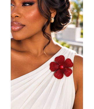 Bloom & Bling Brooch & Hair Pin - Red