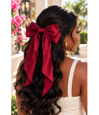 Pretty Girl Era Hair Bow - Burgundy