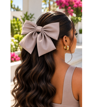 A Girl's Girl Hair Bow - Taupe
